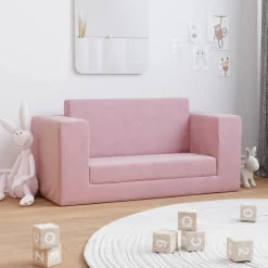 Meubelen Voor Baby'S & Peuters*vidaXL Kinderslaapbank 2-zits zacht pluche Roze
