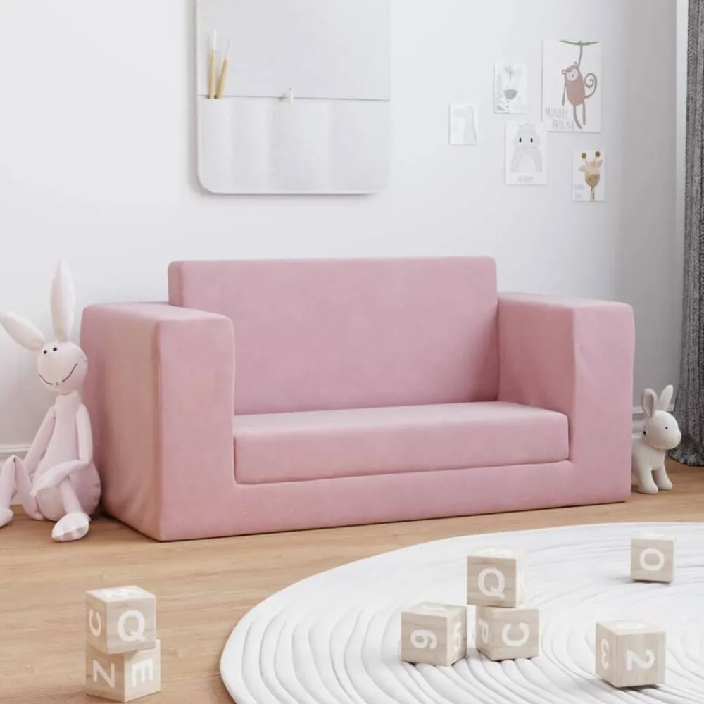 Meubelen Voor Baby'S & Peuters*vidaXL Kinderslaapbank 2-zits zacht pluche Roze