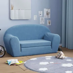 Meubelen Voor Baby'S & Peuters*vidaXL Kinderslaapbank 2-zits zacht pluche Blauw