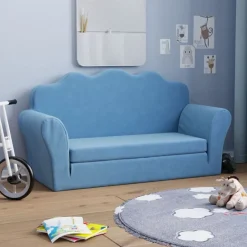 Meubelen Voor Baby'S & Peuters*vidaXL Kinderslaapbank 2-zits zacht pluche Blauw