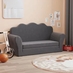 Meubelen Voor Baby'S & Peuters*vidaXL Kinderslaapbank 2-zits zacht pluche kleurig Antraciet