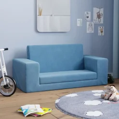 Meubelen Voor Baby'S & Peuters*vidaXL Kinderslaapbank 2-zits zacht pluche Blauw