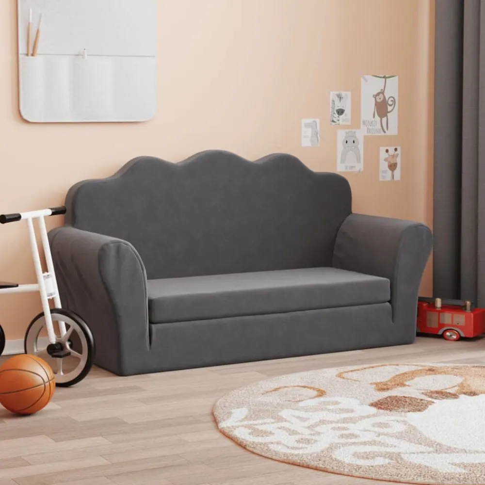 Meubelen Voor Baby'S & Peuters*vidaXL Kinderslaapbank 2-zits zacht pluche kleurig Antraciet