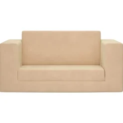 Kinderslaapbank 2-zits zacht pluche crèmekleurig><noscript><img width=