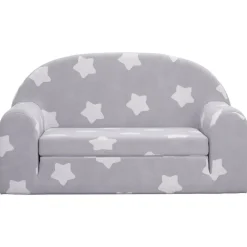 Meubelen Voor Baby'S & Peuters*vidaXL Kinderslaapbank 2-zits met sterren zacht pluche lichtgrijs Lichtgrijs en wit