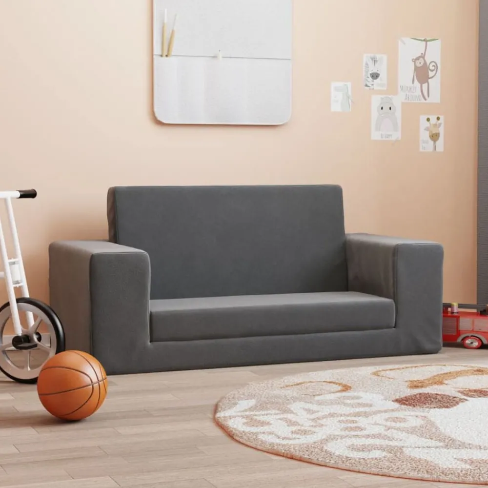 Kinderslaapbank 2-zits zacht pluche kleurig>vidaXL Discount