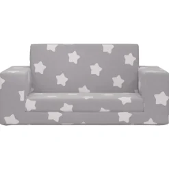 Meubelen Voor Baby'S & Peuters*vidaXL Kinderslaapbank 2-zits met sterren zacht pluche lichtgrijs Lichtgrijs en wit