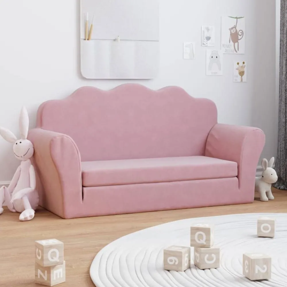 Meubelen Voor Baby'S & Peuters*vidaXL Kinderslaapbank 2-zits zacht pluche Roze