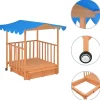 Buitenspeelgoed*vidaXL Kinderspeelhuis met zandbak UV50 vurenhout blauw