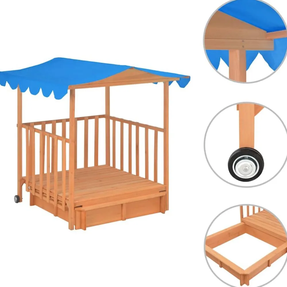 Buitenspeelgoed*vidaXL Kinderspeelhuis met zandbak UV50 vurenhout blauw