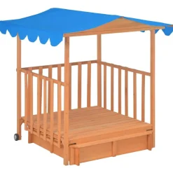 Buitenspeelgoed*vidaXL Kinderspeelhuis met zandbak UV50 vurenhout blauw