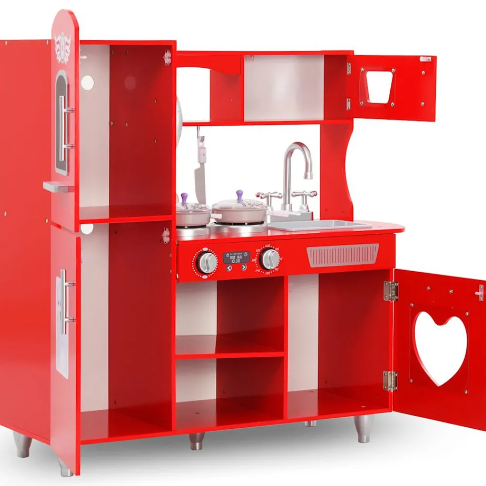 Kinderspeelkeuken 84x31x89 cm MDF rood>vidaXL Hot
