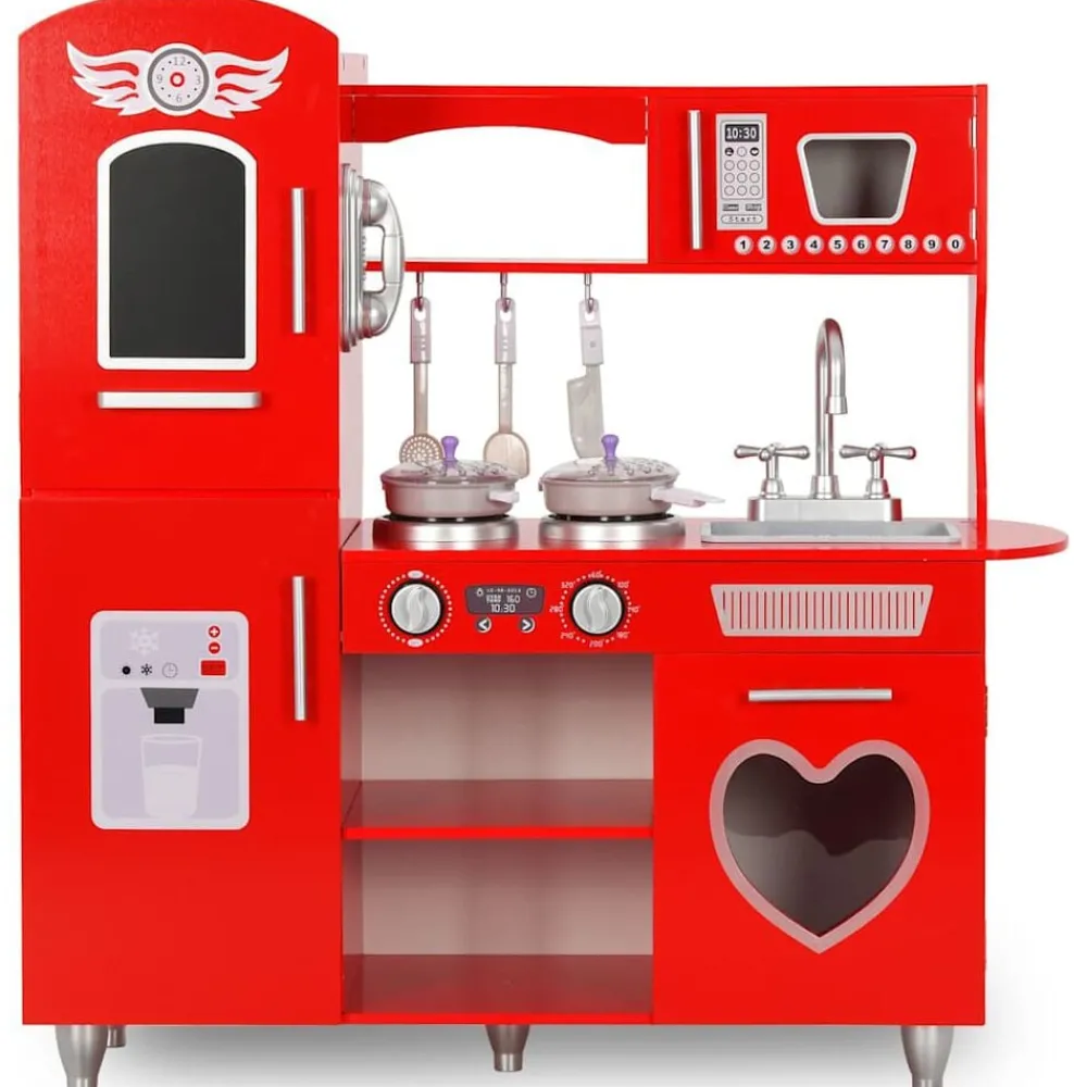 Kinderspeelkeuken 84x31x89 cm MDF rood>vidaXL Hot