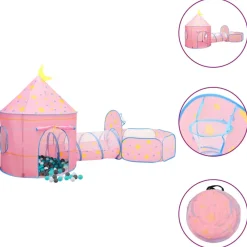 Kinderspeeltent met 250 ballen 301x120x128 cm roze>vidaXL