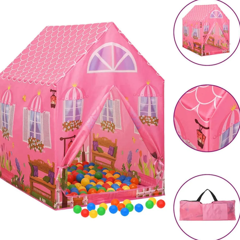 Kinderspeeltent met 250 ballen 69x94x104 cm roze>vidaXL Outlet