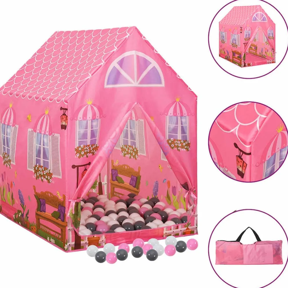Kinderspeeltent met 250 ballen 69x94x104 cm roze>vidaXL