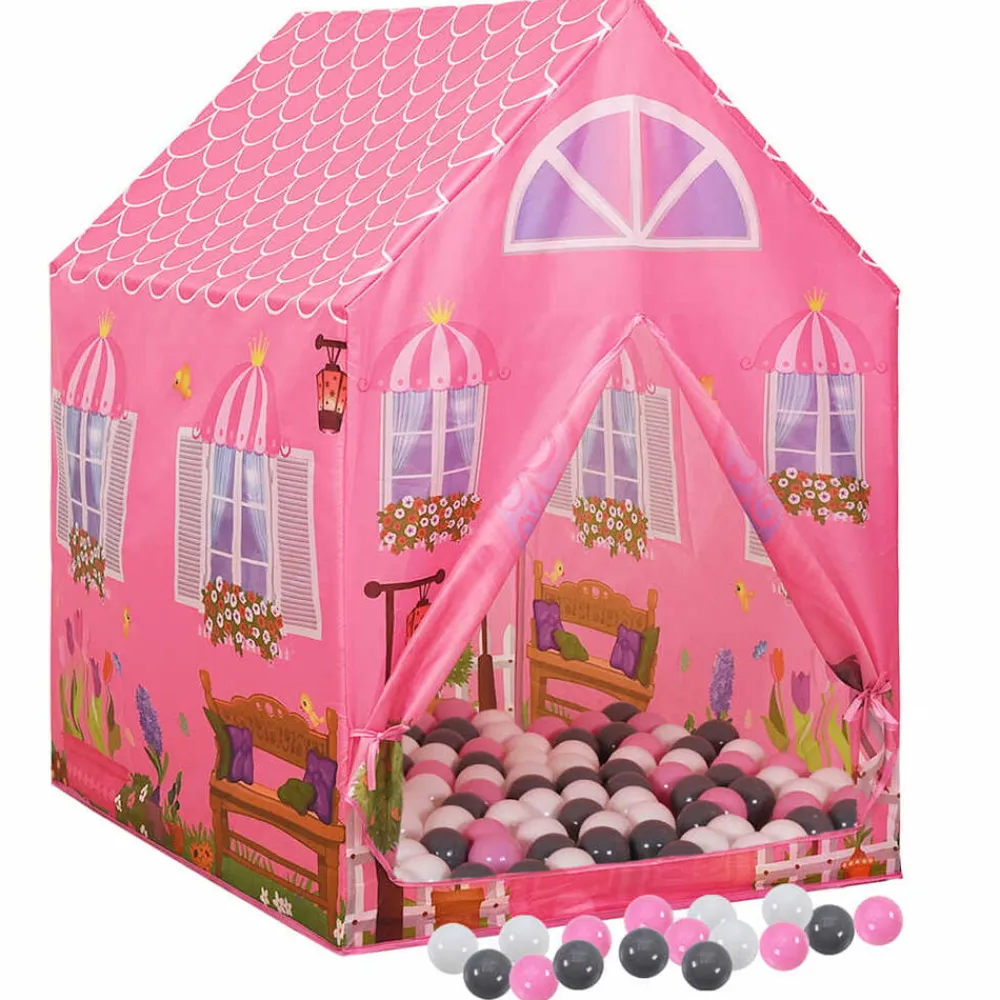 Kinderspeeltent met 250 ballen 69x94x104 cm roze>vidaXL