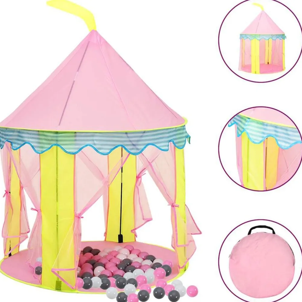 Buitenspeelgoed*vidaXL Kinderspeeltent met 250 ballen 100x100x127 cm roze Meerkleurig 2