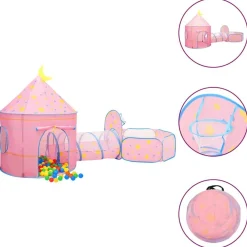Kinderspeeltent met 250 ballen 301x120x128 cm roze>vidaXL Online