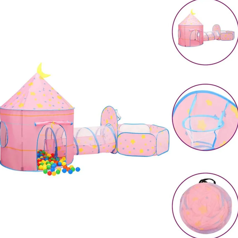 Kinderspeeltent met 250 ballen 301x120x128 cm roze>vidaXL Online