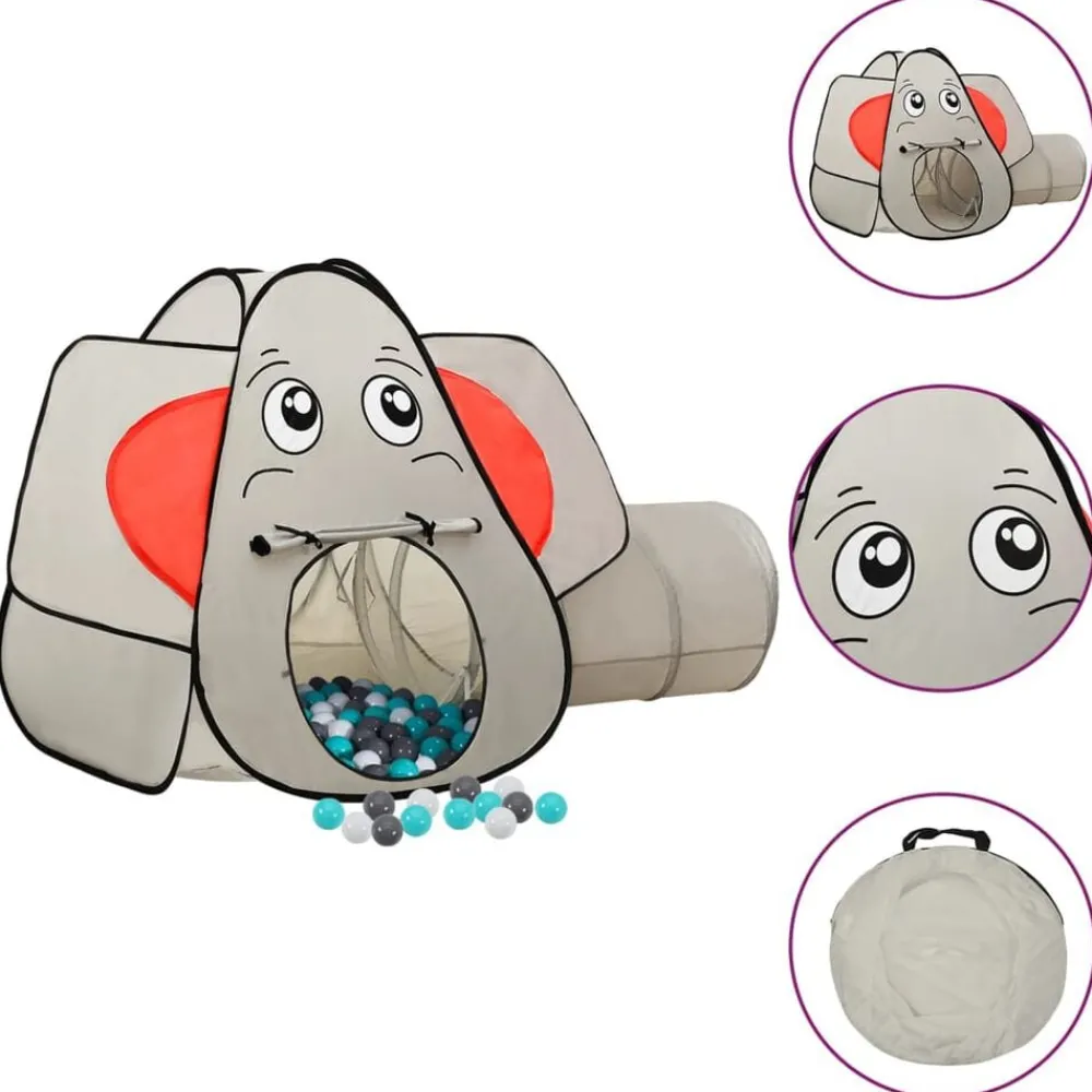 Buitenspeelgoed*vidaXL Kinderspeeltent met 250 ballen olifant 174x86x101 cm grijs Meerkleurig 1