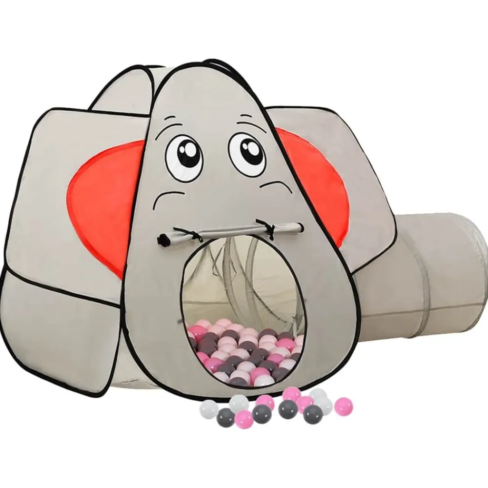 Kinderspeeltent met 250 ballen olifant 174x86x101 cm grijs>vidaXL