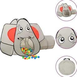 Buitenspeelgoed*vidaXL Kinderspeeltent met 250 ballen olifant 174x86x101 cm grijs Multikleur