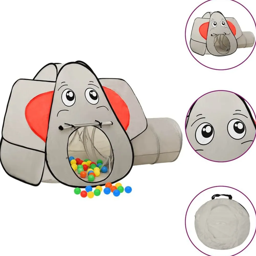 Buitenspeelgoed*vidaXL Kinderspeeltent met 250 ballen olifant 174x86x101 cm grijs Multikleur