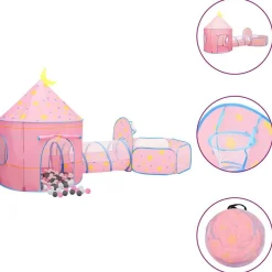Buitenspeelgoed*vidaXL Kinderspeeltent met 250 ballen 301x120x128 cm roze Meerkleurig 2