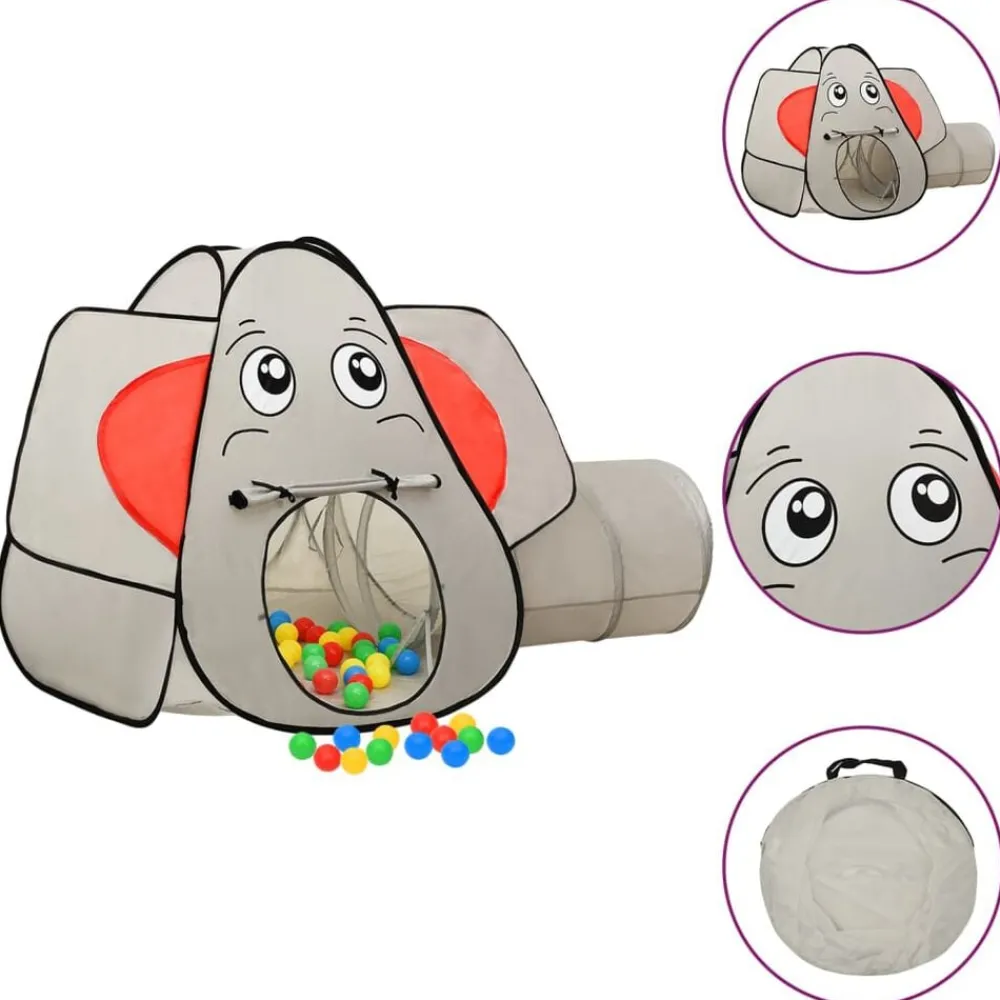 Kinderspeeltent Olifant 174x86x101 cm grijs>vidaXL
