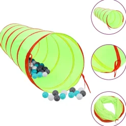 Buitenspeelgoed*vidaXL Kinderspeeltunnel met 250 ballen 175 cm polyester groen Meerkleurig 1