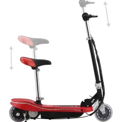 Buitensport*vidaXL Kinderstep met zadel en LED 120 W Rood