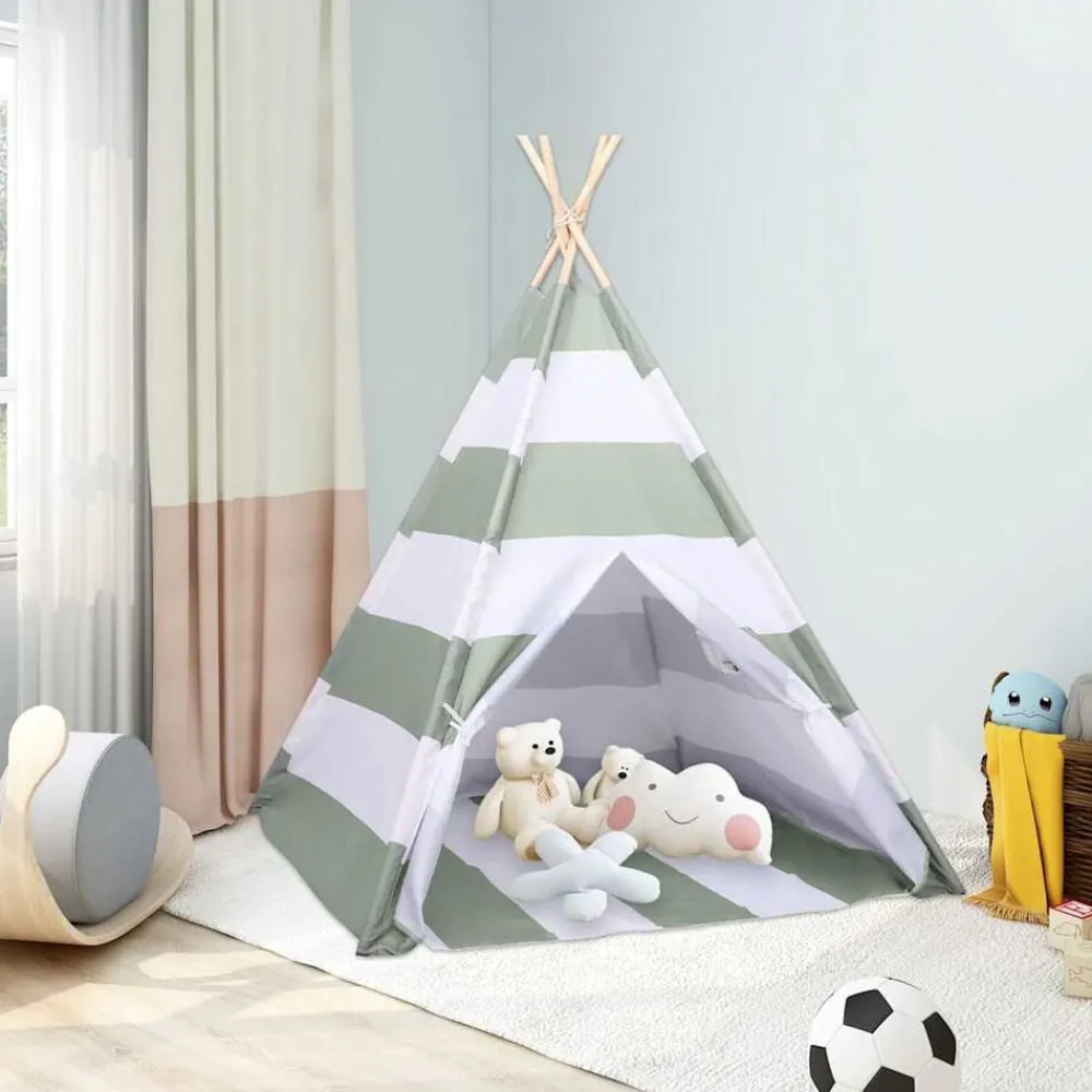 Buitenspeelgoed*vidaXL Kindertent Grijs en Wit 120 x 120 x 150 cm Massief grenenhout