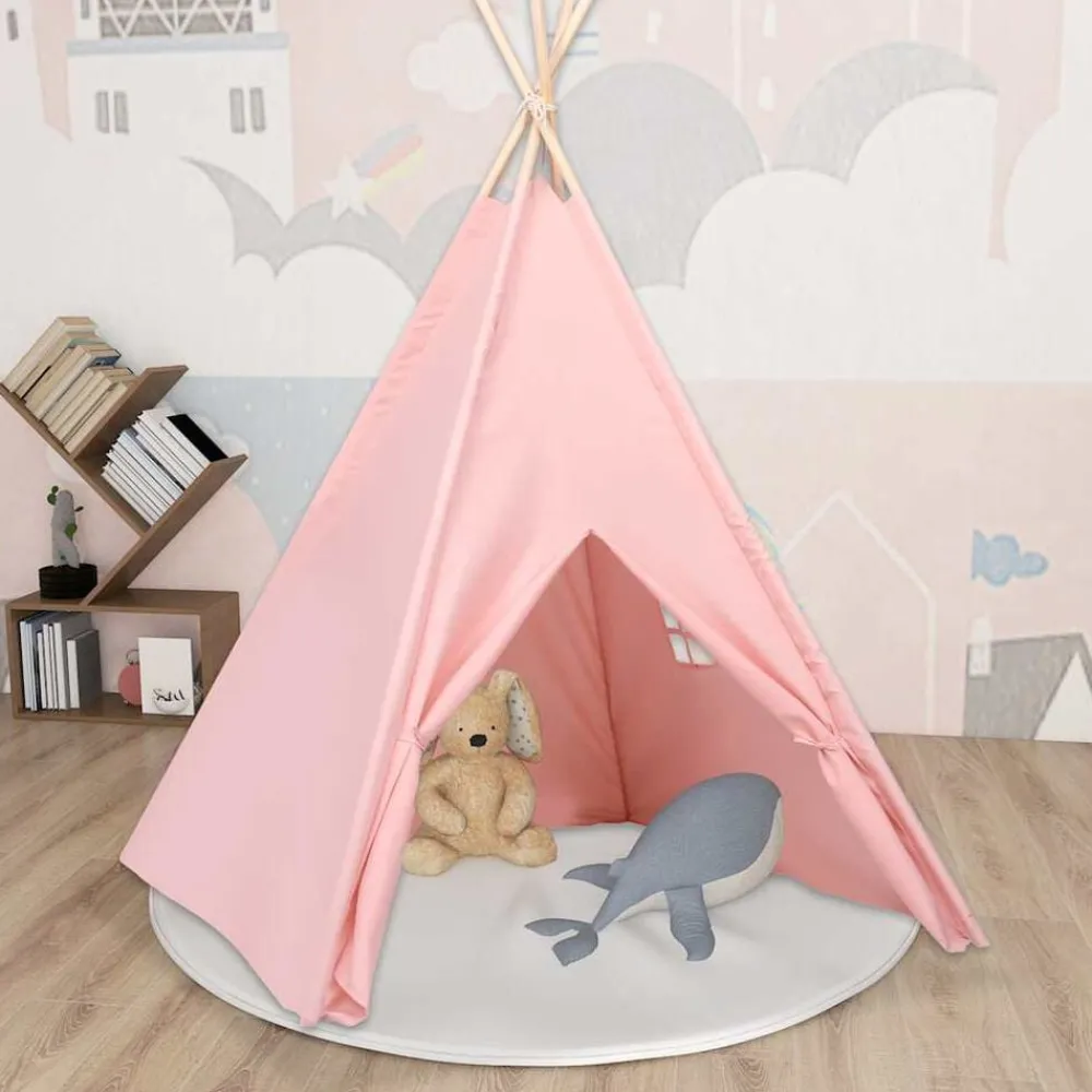 Buitenspeelgoed*vidaXL Kindertipitent met tas 120x120x150 cm peachskin Roze