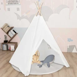 Buitenspeelgoed*vidaXL Kindertipitent met tas 120x120x150 cm peachskin Wit