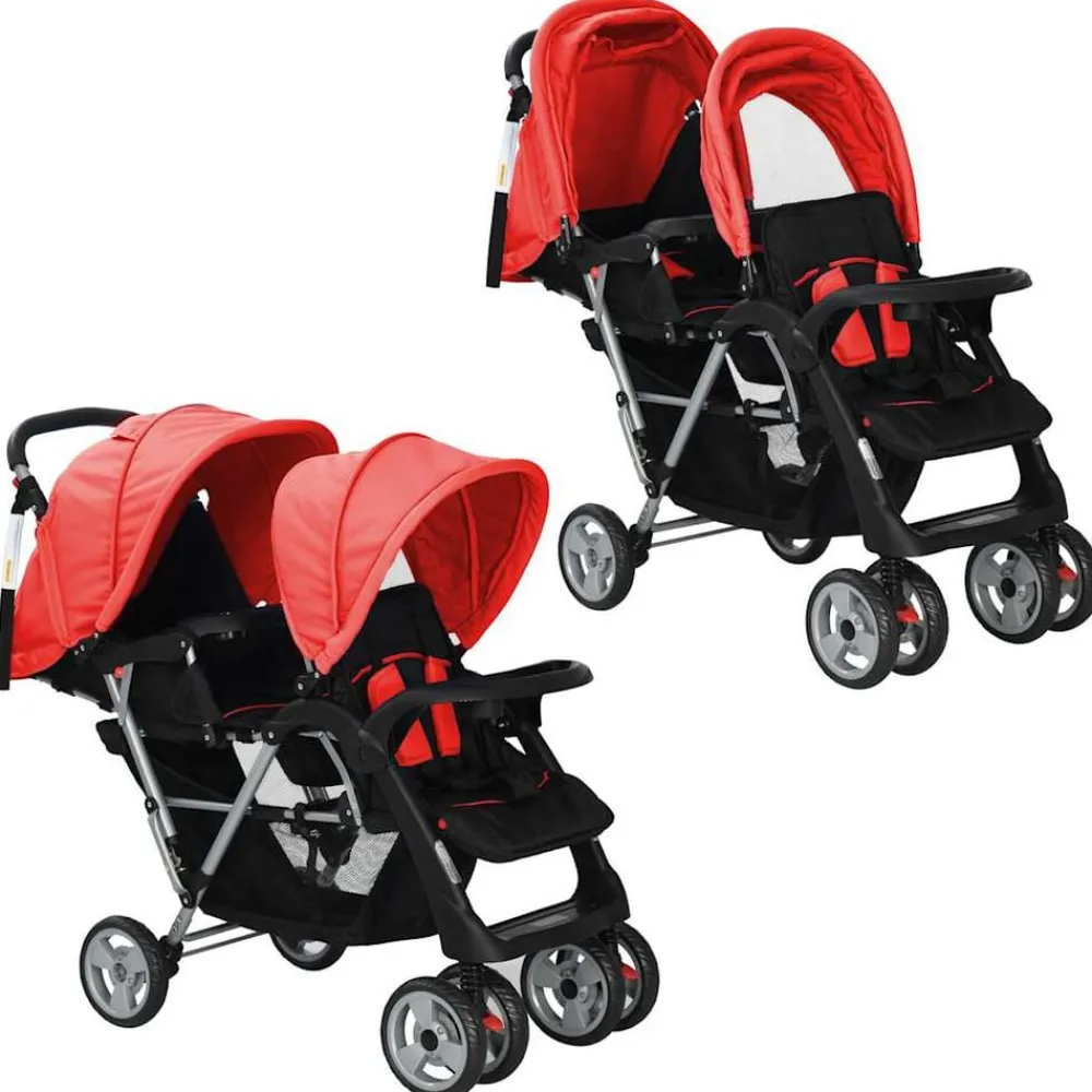 Kinderwagen dubbel staal en zwart>vidaXL Discount