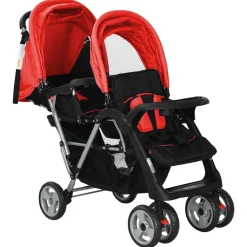 Kinderwagen dubbel staal en zwart><noscript><img width=