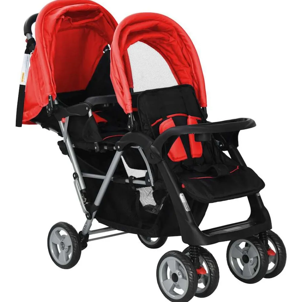 Kinderwagen dubbel staal en zwart>vidaXL Discount