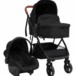 Onderweg*vidaXL Kinderwagen 3-in-1 staal kleurig en zwart Antraciet