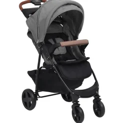 Onderweg*vidaXL Kinderwagen 3-in-1 staal Lichtgrijs