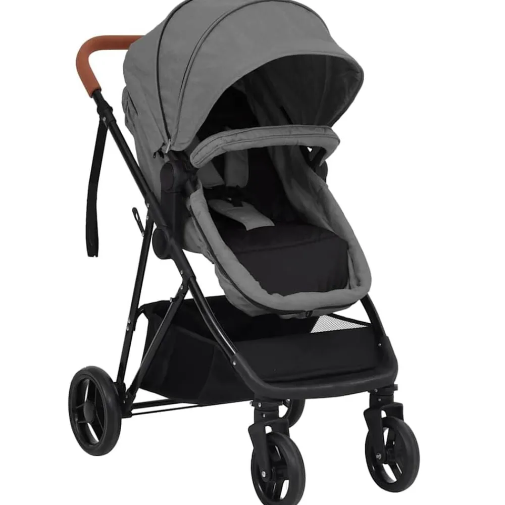 Onderweg*vidaXL Kinderwagen 2-in-1 staal en zwart Lichtgrijs