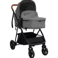 Kinderwagen 3-in-1 staal en zwart>vidaXL