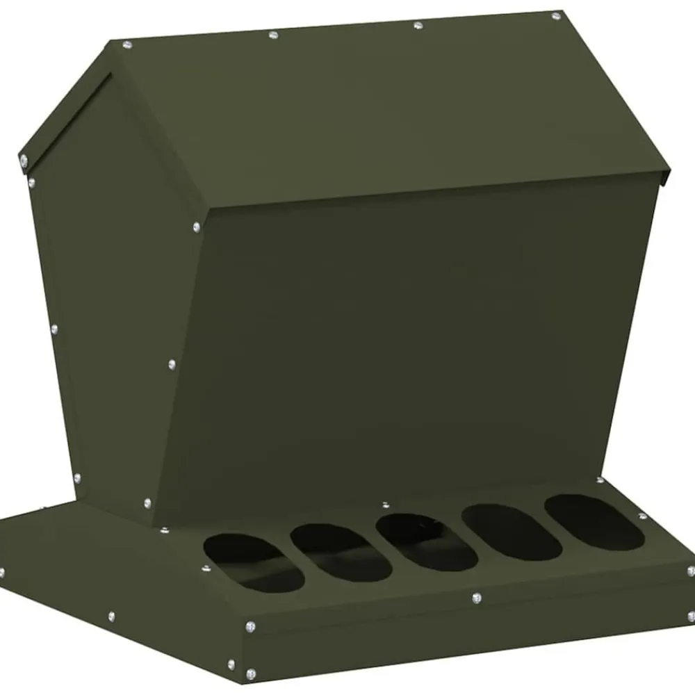 Kip voerbak Olijf Groen 40 x 40 x 45 cm Koudgewalst Staal>vidaXL Hot