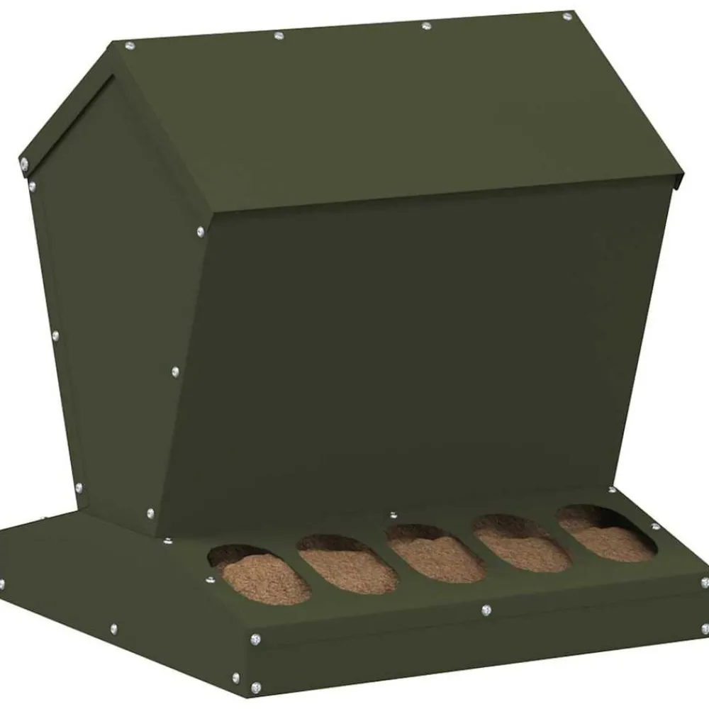Kip voerbak Olijf Groen 40 x 40 x 45 cm Koudgewalst Staal>vidaXL Hot