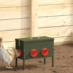 Huisdierbenodigdheden*vidaXL Kip voerbak Olijf Groen 41,5 x 20,5 x 33 cm Koudgewalst Staal Olijfgroen