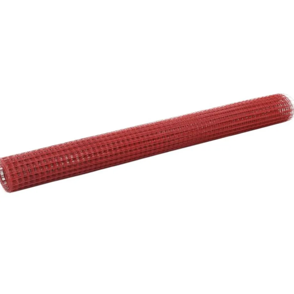Tuinafscheidingen*vidaXL Kippengaas 10x1,5 m staal met PVC coating rood