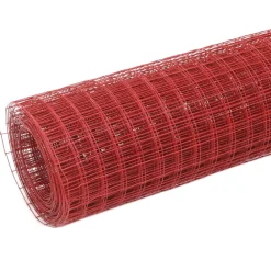 Tuinafscheidingen*vidaXL Kippengaas 10x1,5 m staal met PVC coating rood