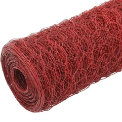 Tuinafscheidingen*vidaXL Kippengaas 25x1 m staal met PVC coating Rood