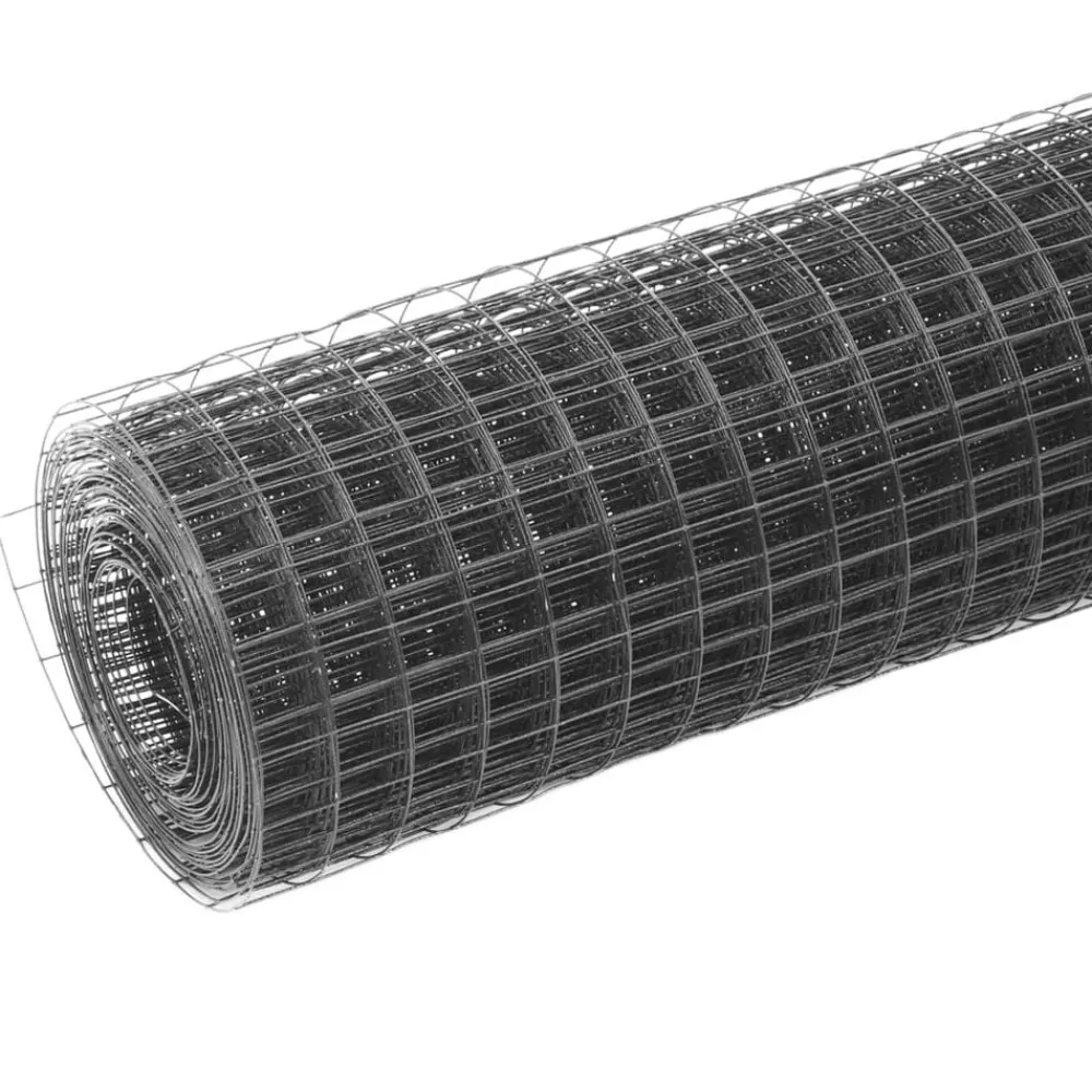 Tuinafscheidingen*vidaXL Kippengaas 10x0,5 m staal met PVC coating Grijs