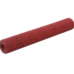 Tuinafscheidingen*vidaXL Kippengaas 25x1 m staal met PVC coating Rood